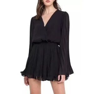 Anthropologie Endless Rose Black Long Sleeve Romper